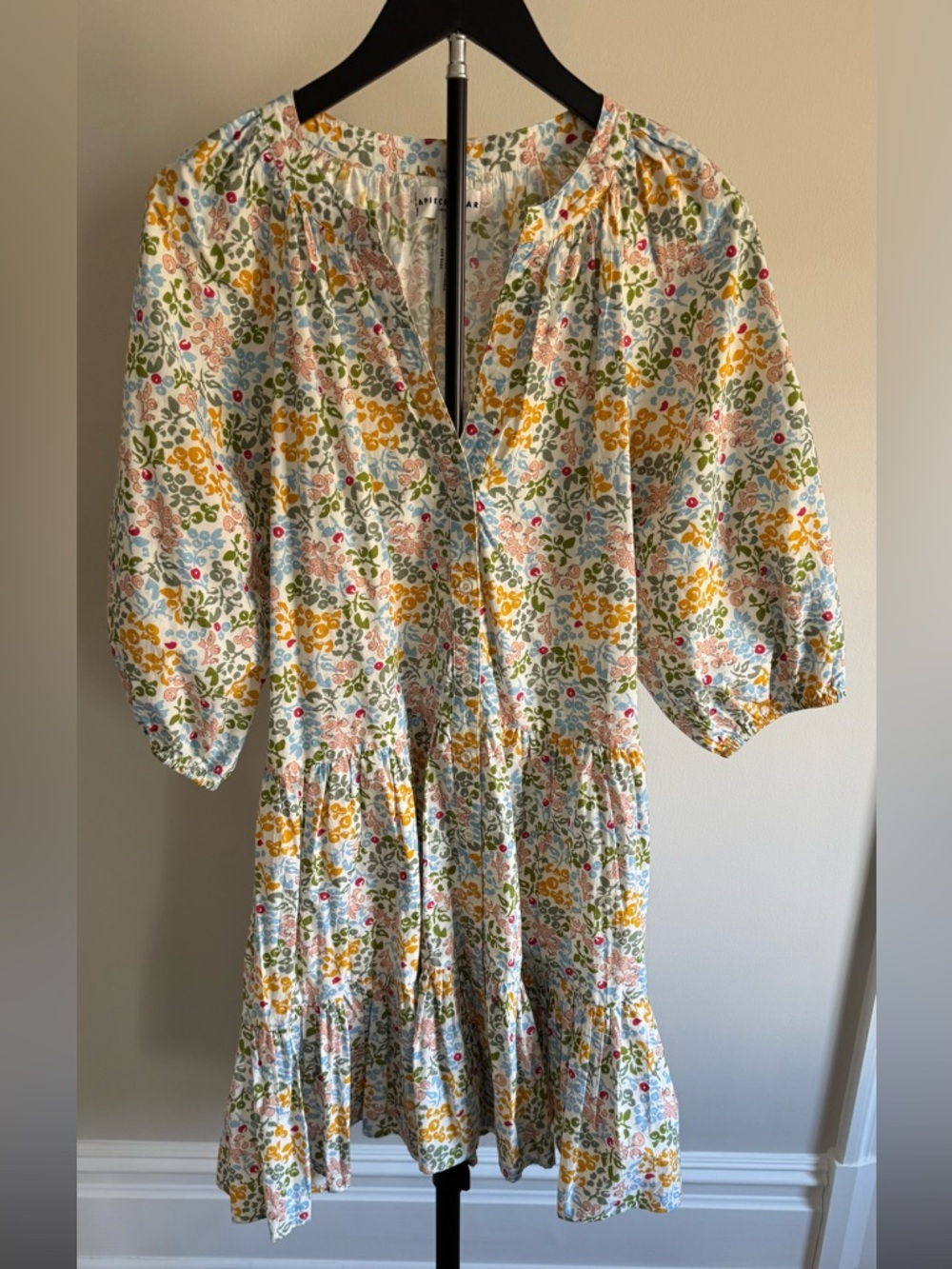 Apiece Apart Floral Cotton Dress in Yellow, Blue, Green